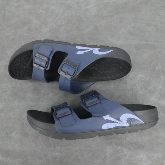 Gdefy Sandals Mens Size 13 Blue Black Double‎ Buckle Slip On Comfort Casual - Picture 6 of 8